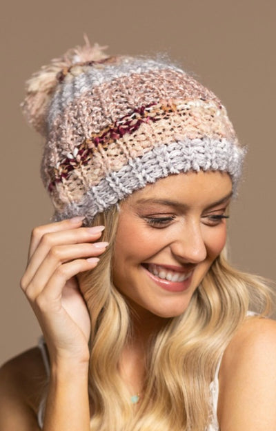 Knitted Striped Beanie (2 Colors)