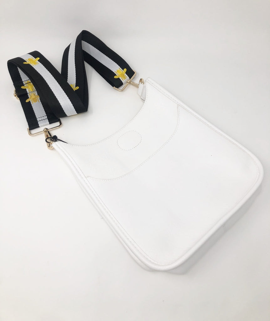 White Vegan Leather Messenger Ah-Dorned Bag (strap sold separately) –  PISTOLS-N-VIXENS