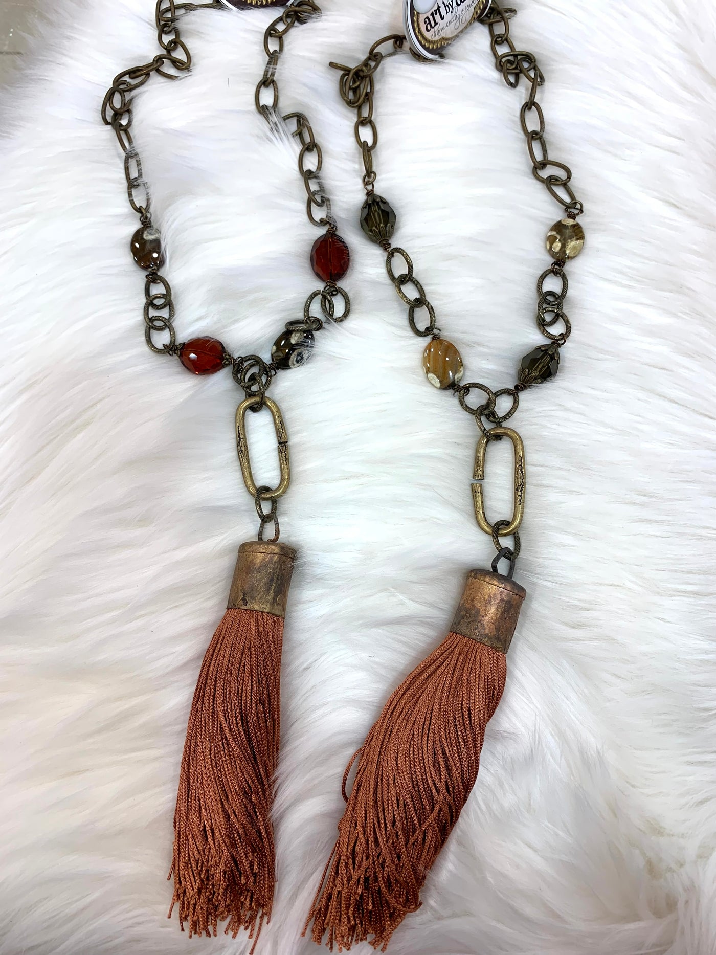 Chain & Crystal Tassel Necklace