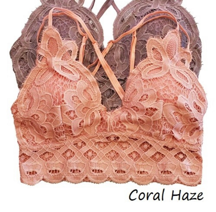Coral Haze Lace Bralette