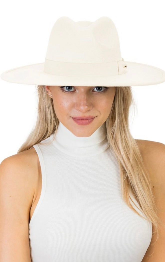 Wide Brim Bolero Pork Pie Crown Hat (3 colors)