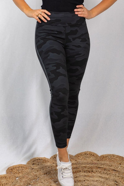 Black Camo Side Stripe Yoga Leggings