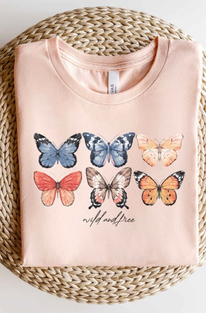 Wild & Free Butterfly Tee (small-3X)