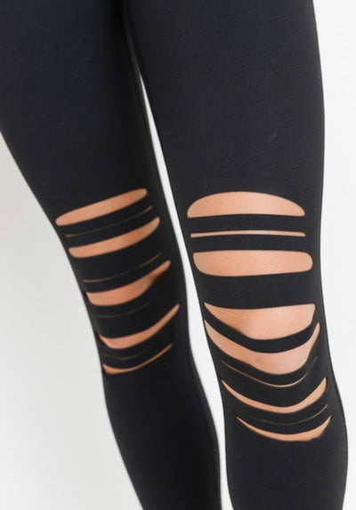 Black Laser Cut Leggings small-3XL