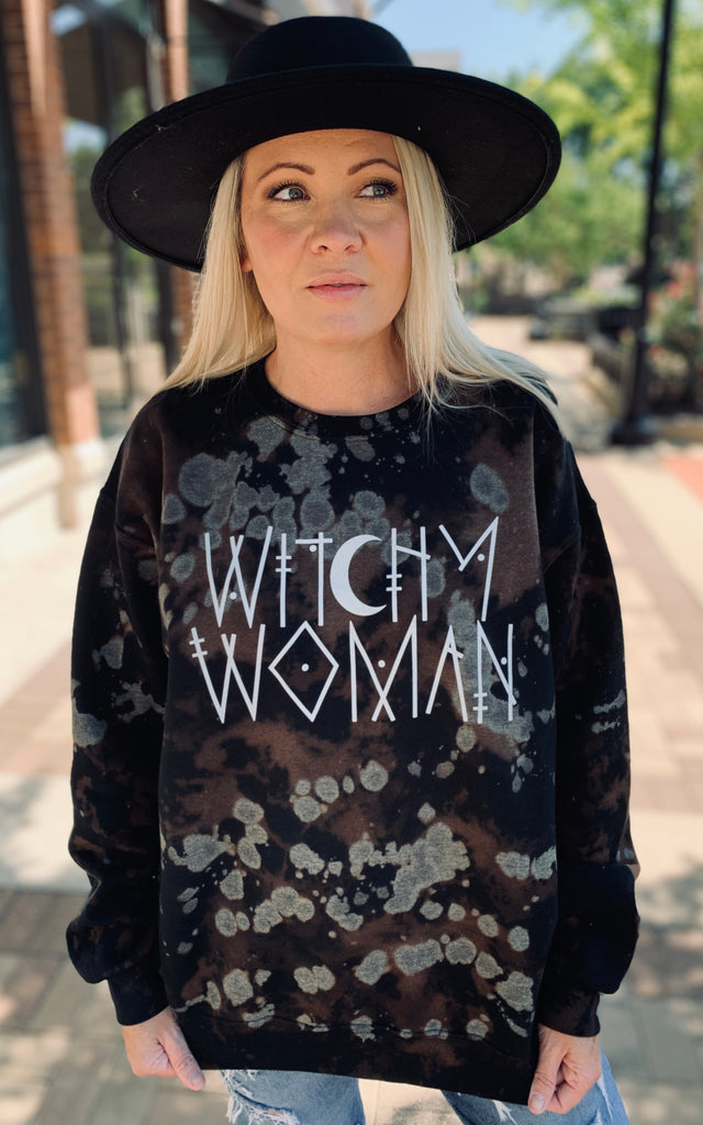 Witchy Woman Acid Washed Fleece Sweatshirt
