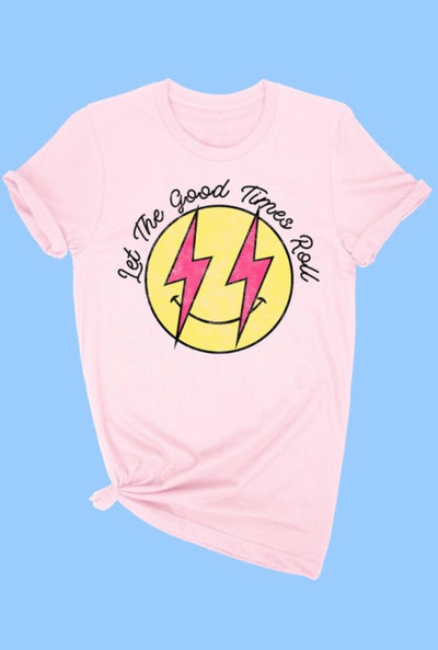 Lightning Bolt Happy Face Graphic Tee
