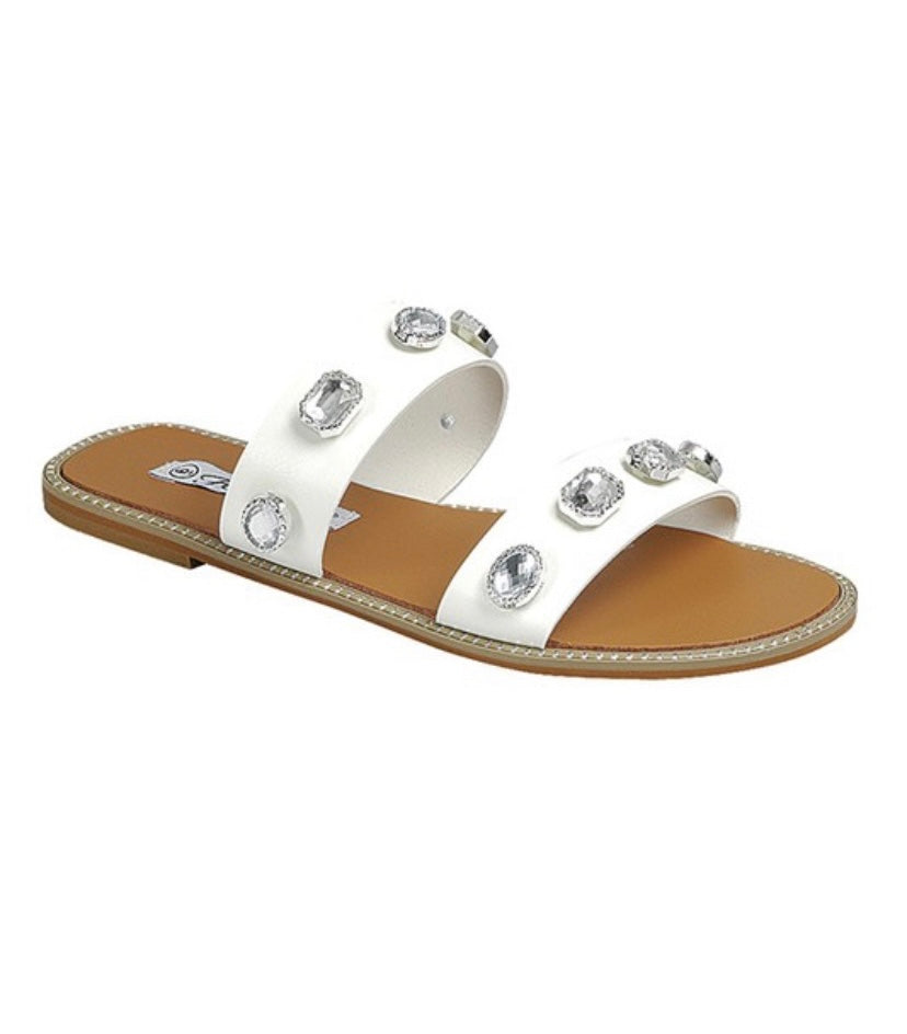 White Dazzle Flat Sandal