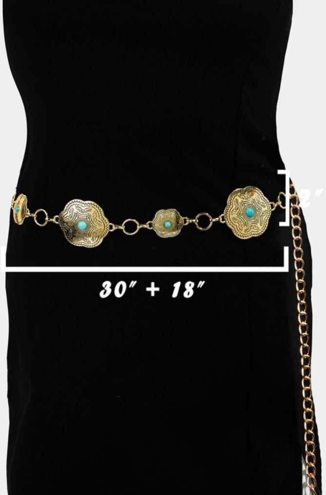 Gold Floral Disc Concho Belt