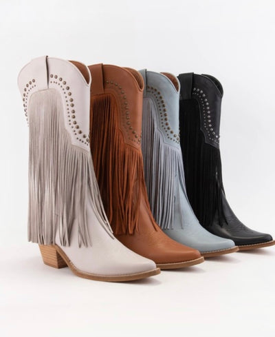 Black Adela Fringe Cowgirl Boot