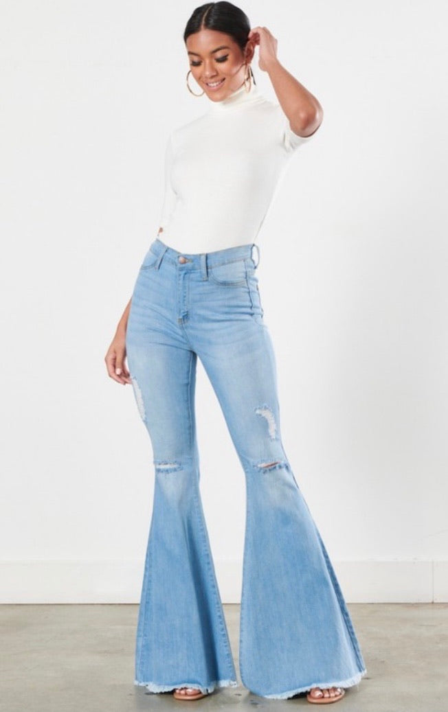 Stone Wash Bell Bottoms
