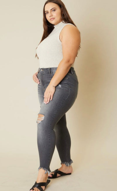 Alyssa Grey High Rise Kancan Skinny- curvy