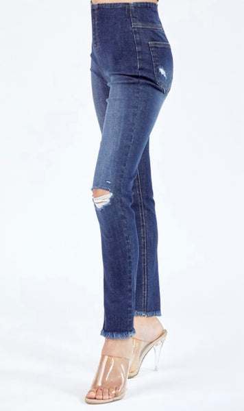 Distressed Cora Highrise Pull-On Skinny