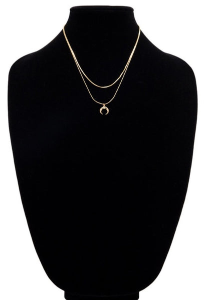 Crescent Horn Charm Layered Necklace