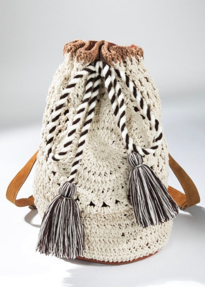 Ecru Crochet Backpack