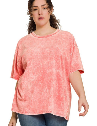Curvy Acid Washed Oversized Tee - 2 colors