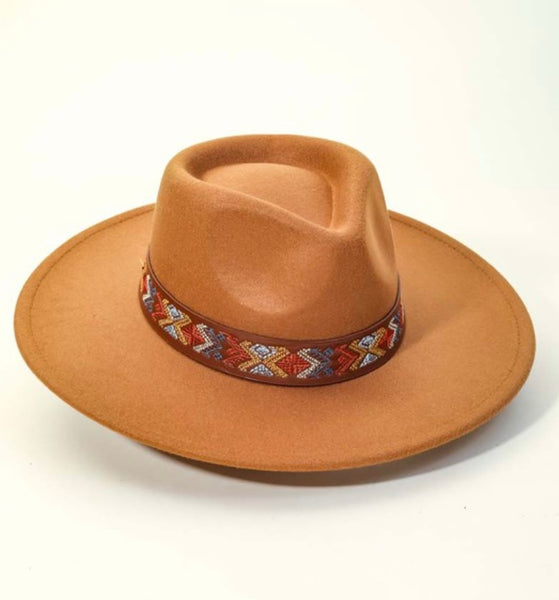 Boho Pattern Strap Fedora Hat (3 colors)