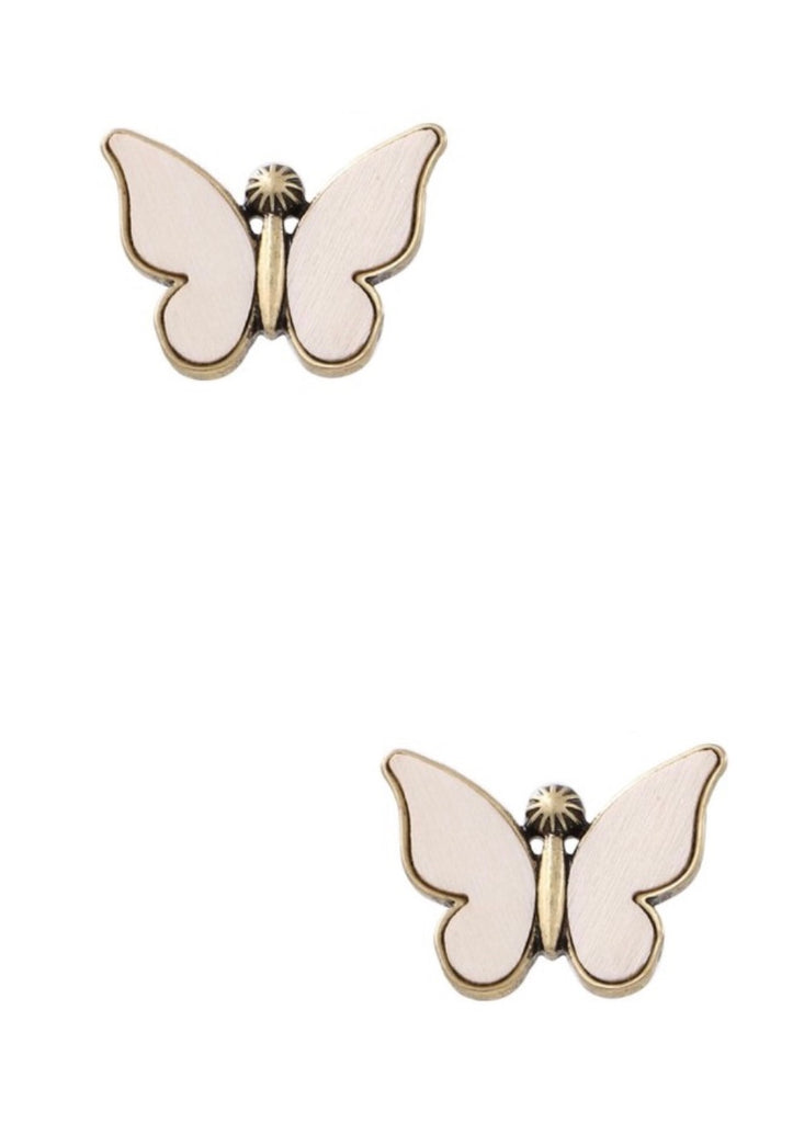Ivory Wood Butterfly Drop Earrings