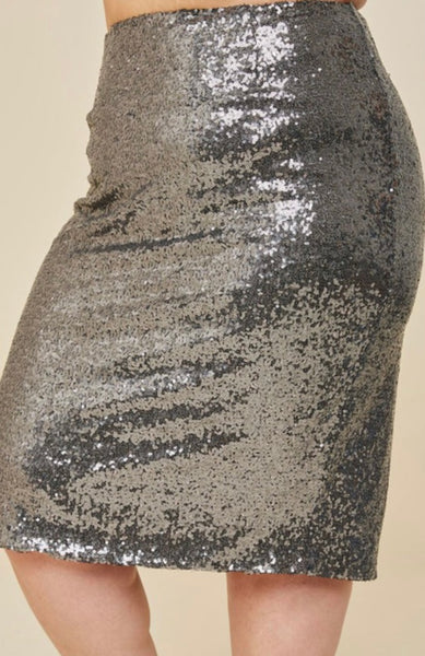 Metallic Sequin Midi Pencil Skirt - Curvy