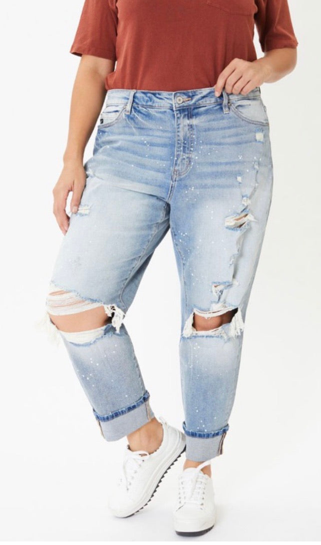 Curvy Relaxed Fit Splatter Kan Can Jeans