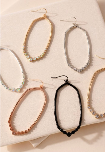 Oval Rhinestone Earrings (3 color options)