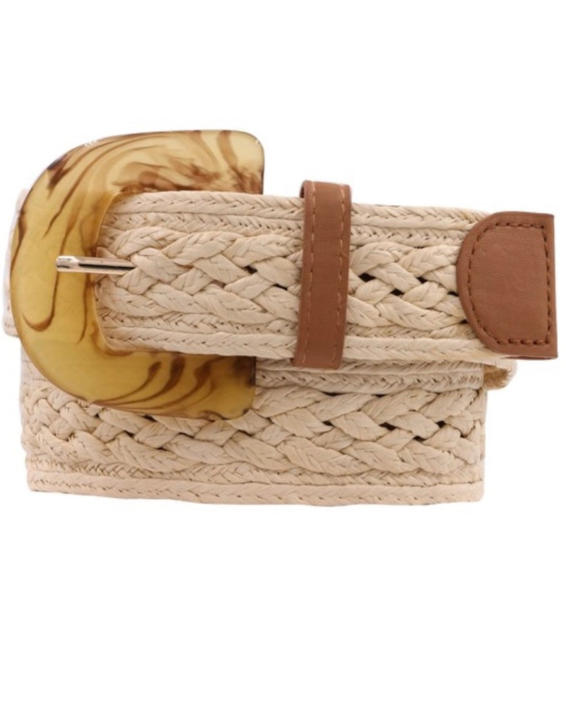 Lucite Buckle Straw Belt (2 Colors)
