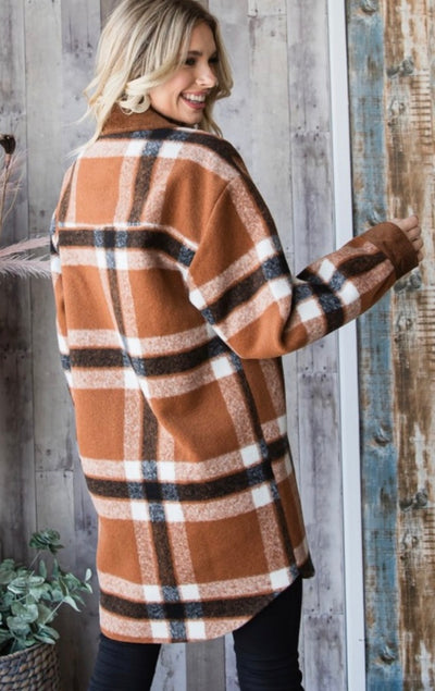 Brown Wool Shacket Maxi Coat